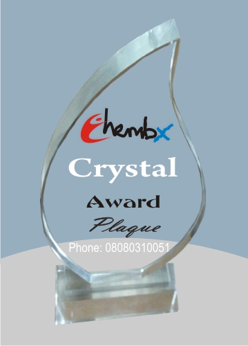 Premium crystal award with unique design and rotating base &ndash; branded for corporate events in Ghana